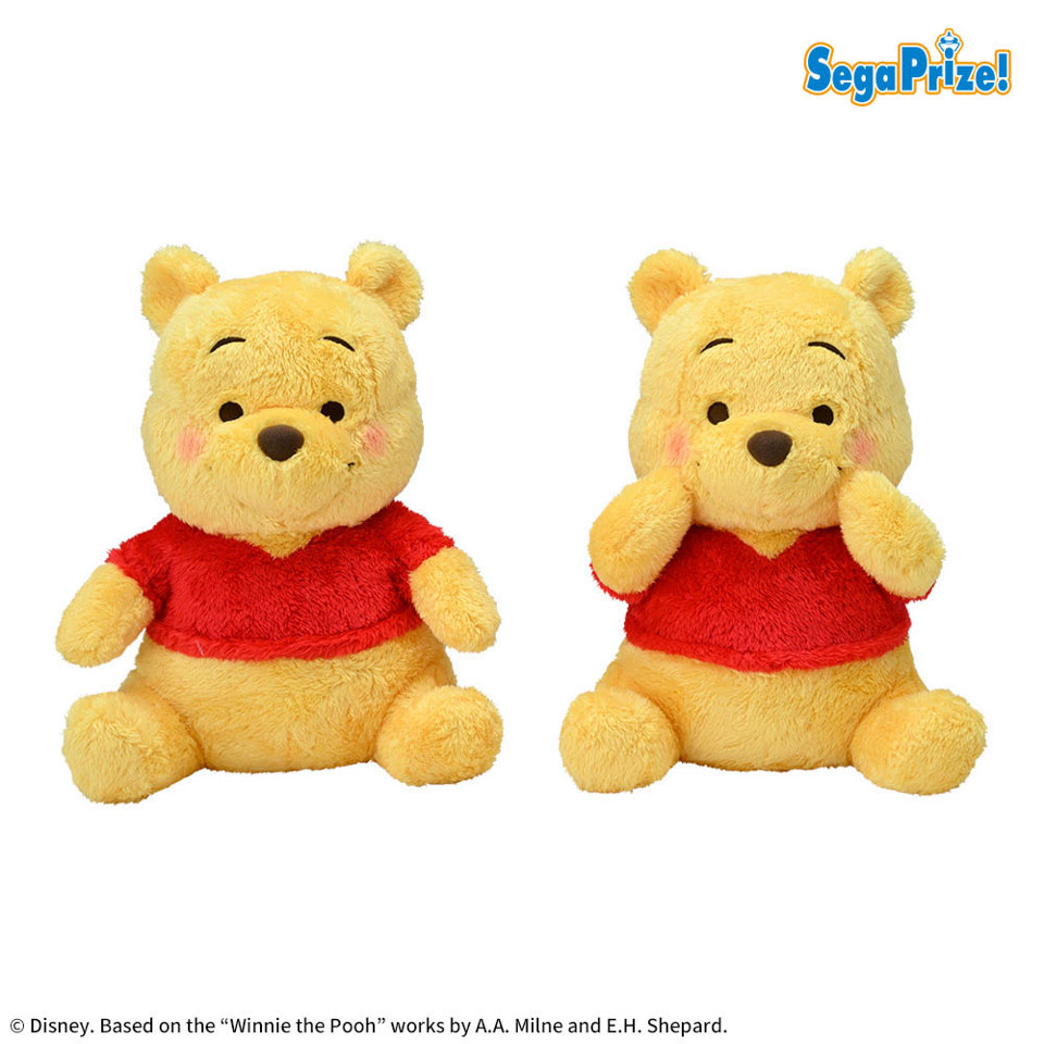 くまのプーさん　赤いほっぺ　Ｌぬいぐるみ　にっこり＆うふふの画像1