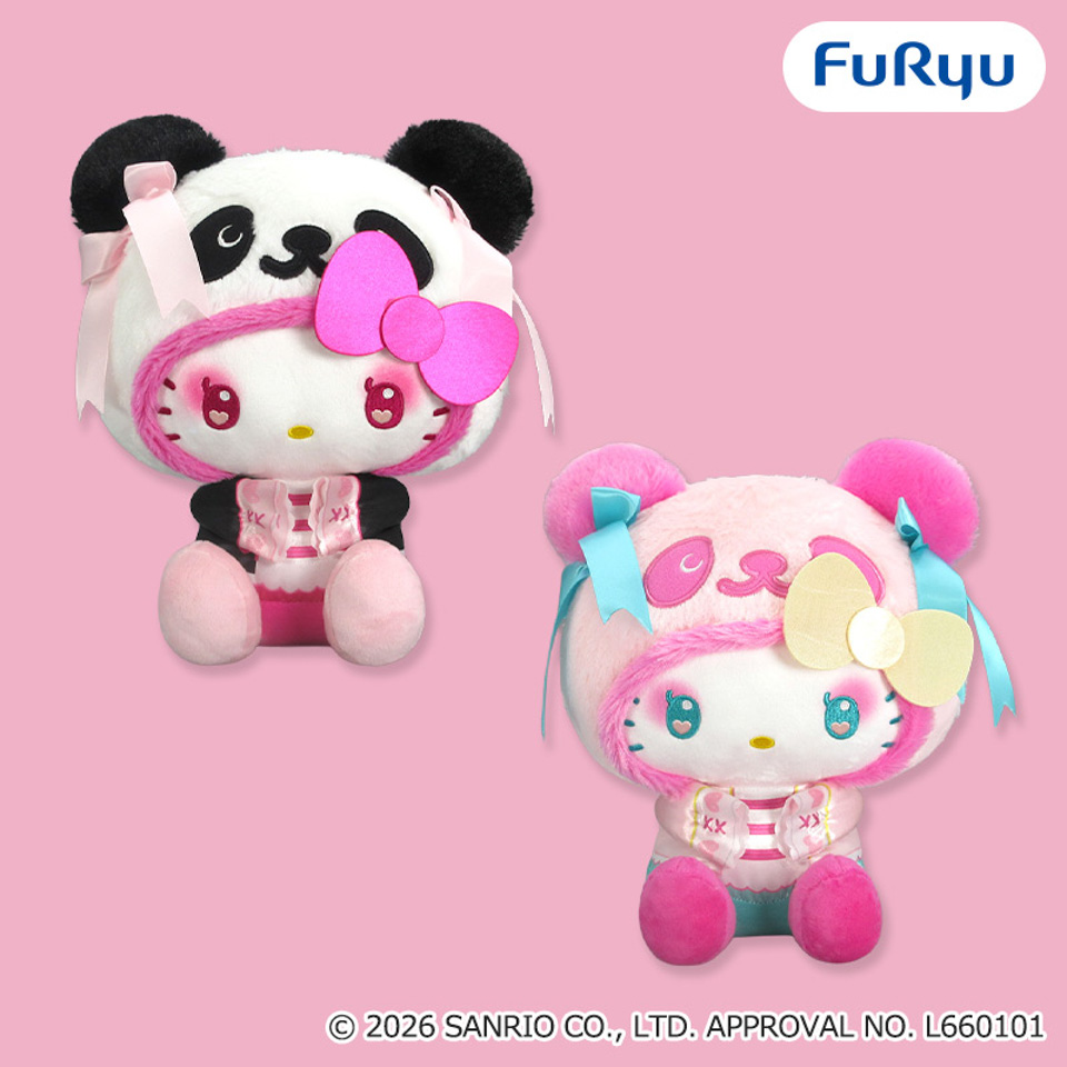 パンダ ハローキティ 中華ロリータBIGぬいぐるみの画像1