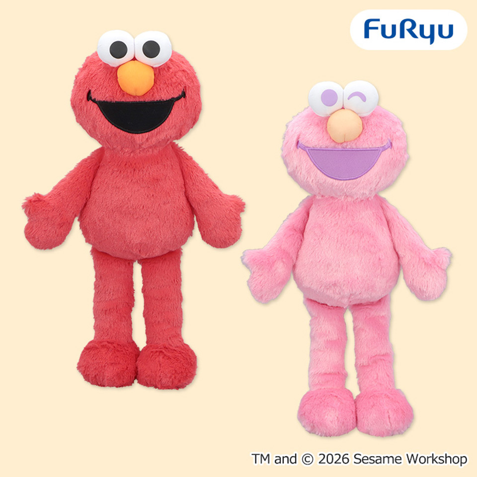 セサミストリート カラフルエルモBIGぬいぐるみの画像1