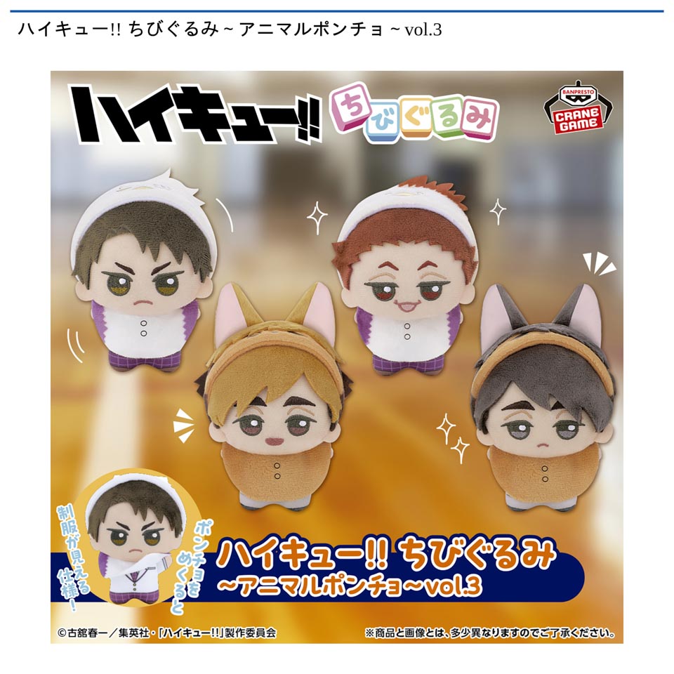 ハイキュー!! ちびぐるみ～アニマルポンチョ～vol.3