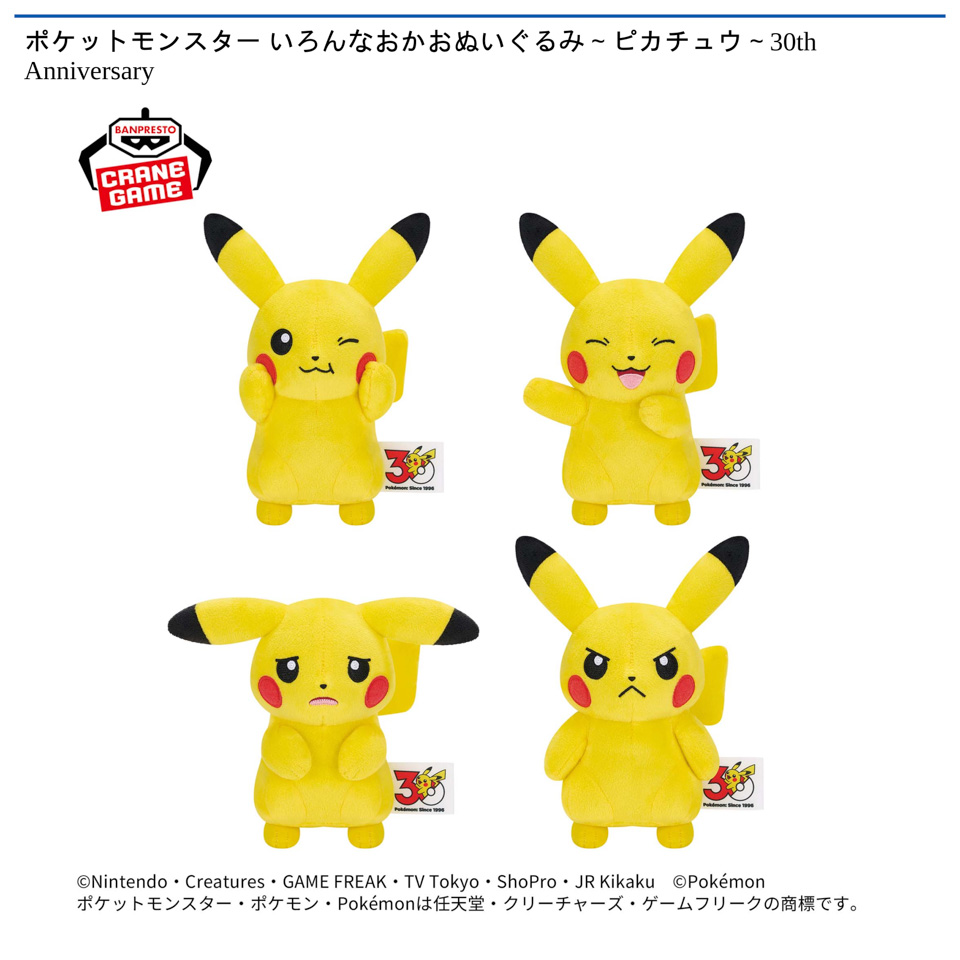 ポケットモンスター いろんなおかおぬいぐるみ～ピカチュウ～30th Anniversaryの画像1