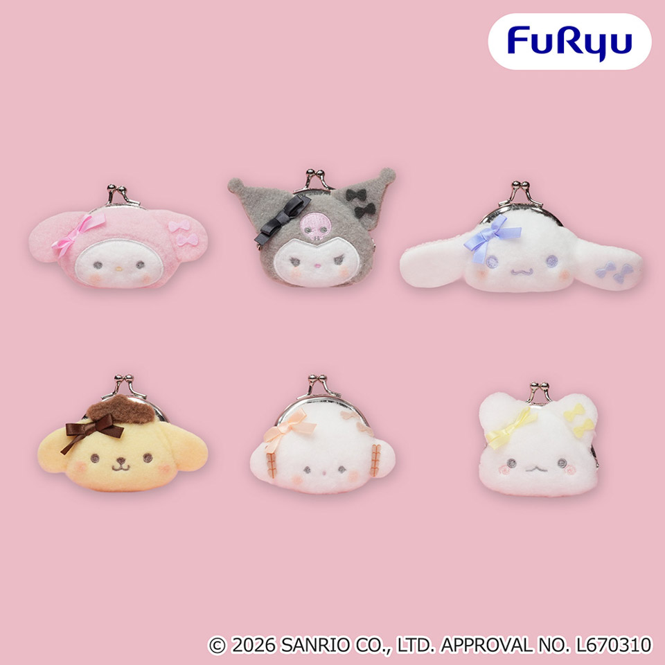 サンリオキャラクターズ ミルキーボア カラフルリボンフェイスがま口ポーチの画像1